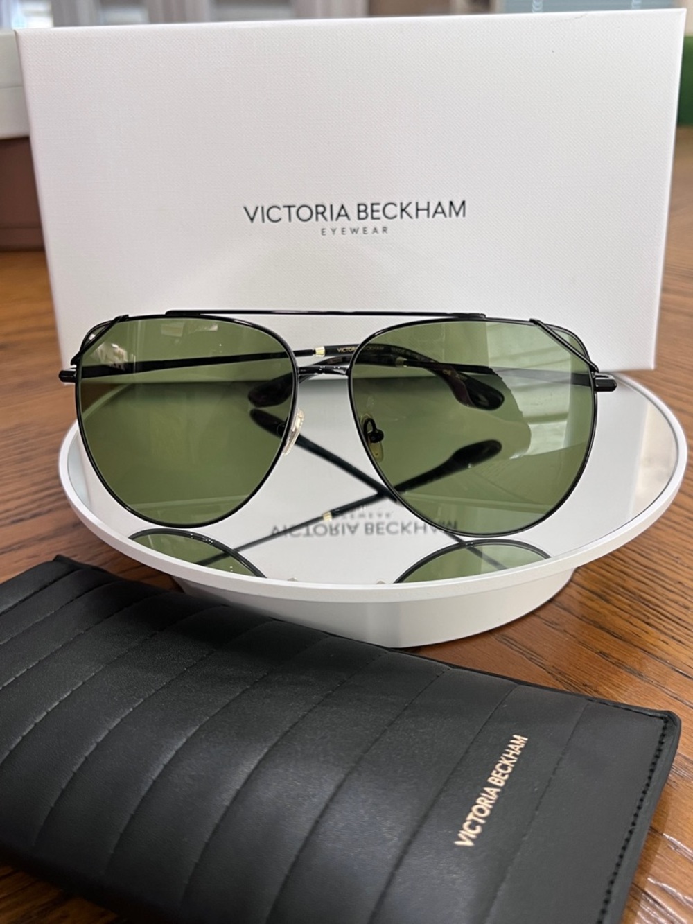 Victoria Beckham Black Aviator Sunglasses
